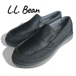 L.L. Bean All Week With Lamb Fur Lining Men's Size 10 Dark Leather Slip-Ons